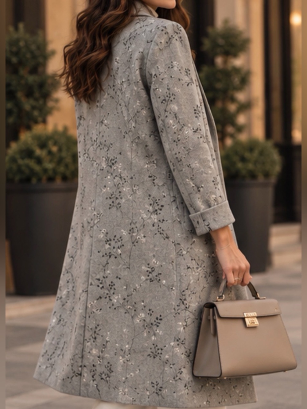 Dawn Joy Light Gray Floral Coat